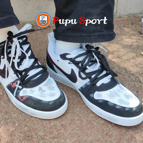 【定制球鞋】Nike Court Borough 暗夜十字 黑白灰