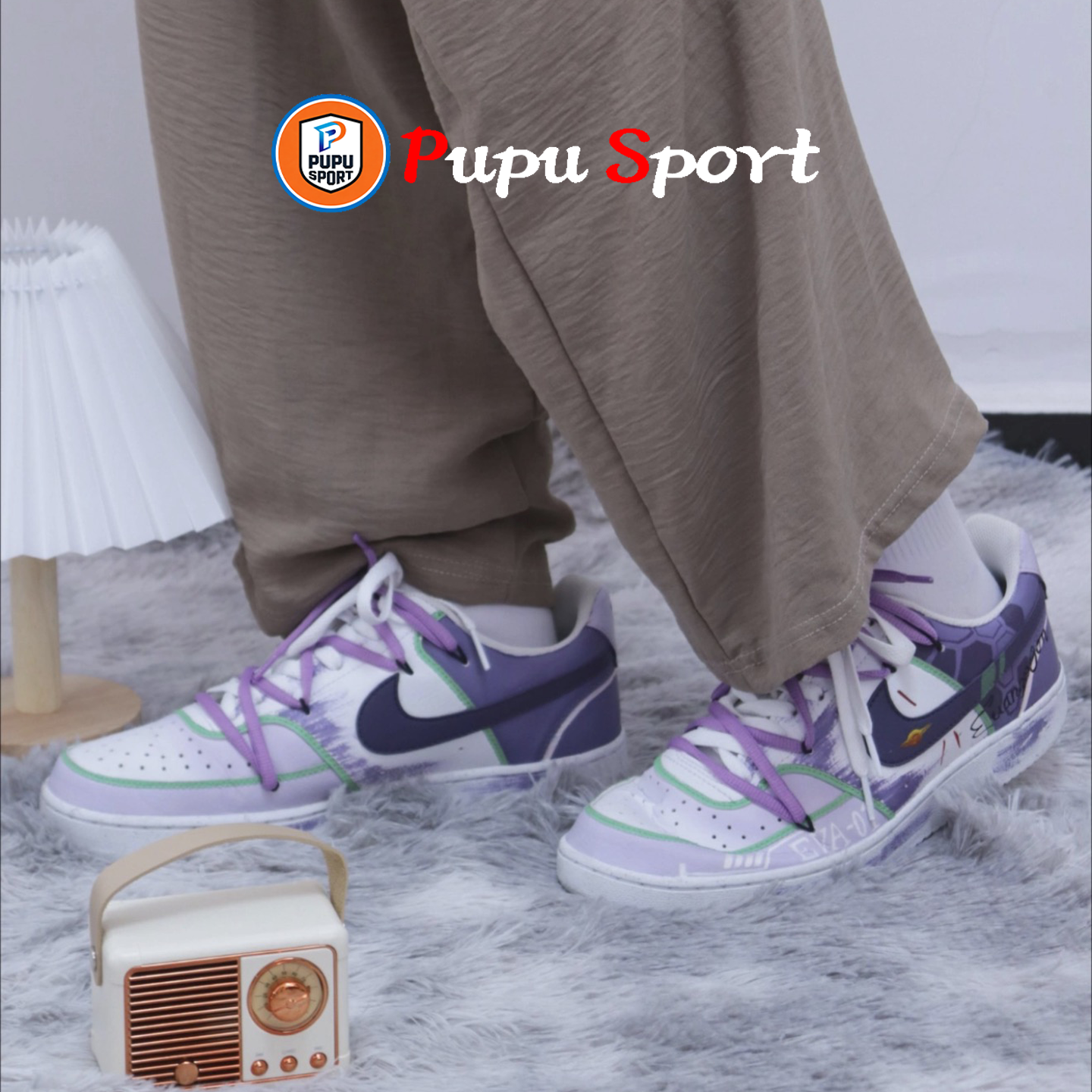 【定制球鞋】Nike Court Vision 初号机喷墨紫手绘涂鸦低帮板鞋