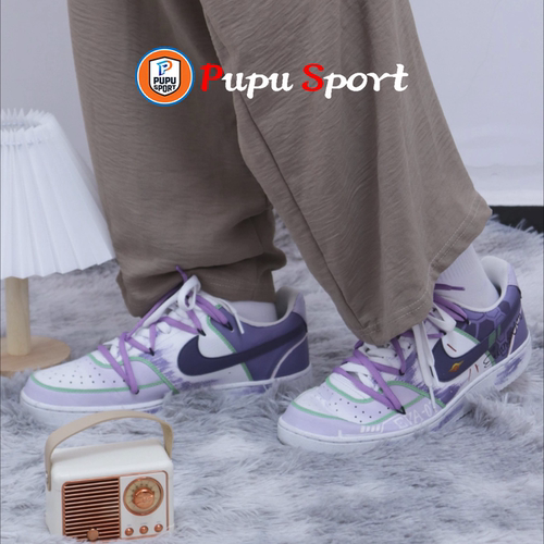 【定制球鞋】Nike Court Vision 初号机喷墨紫手绘涂鸦低帮板鞋