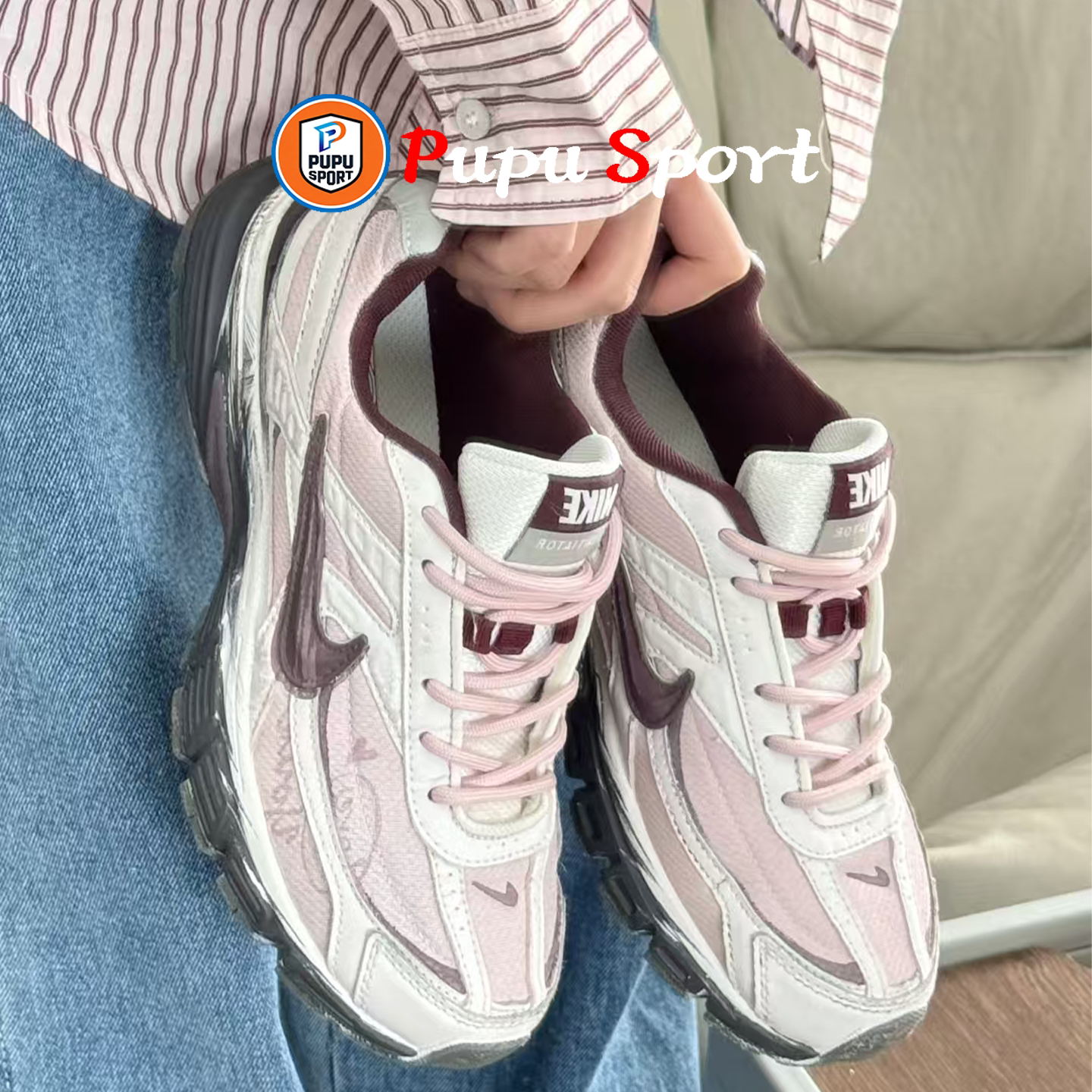 球鞋定制 Nike/耐克 Initiator绯凝香甜酷做旧机能女子复古老爹鞋