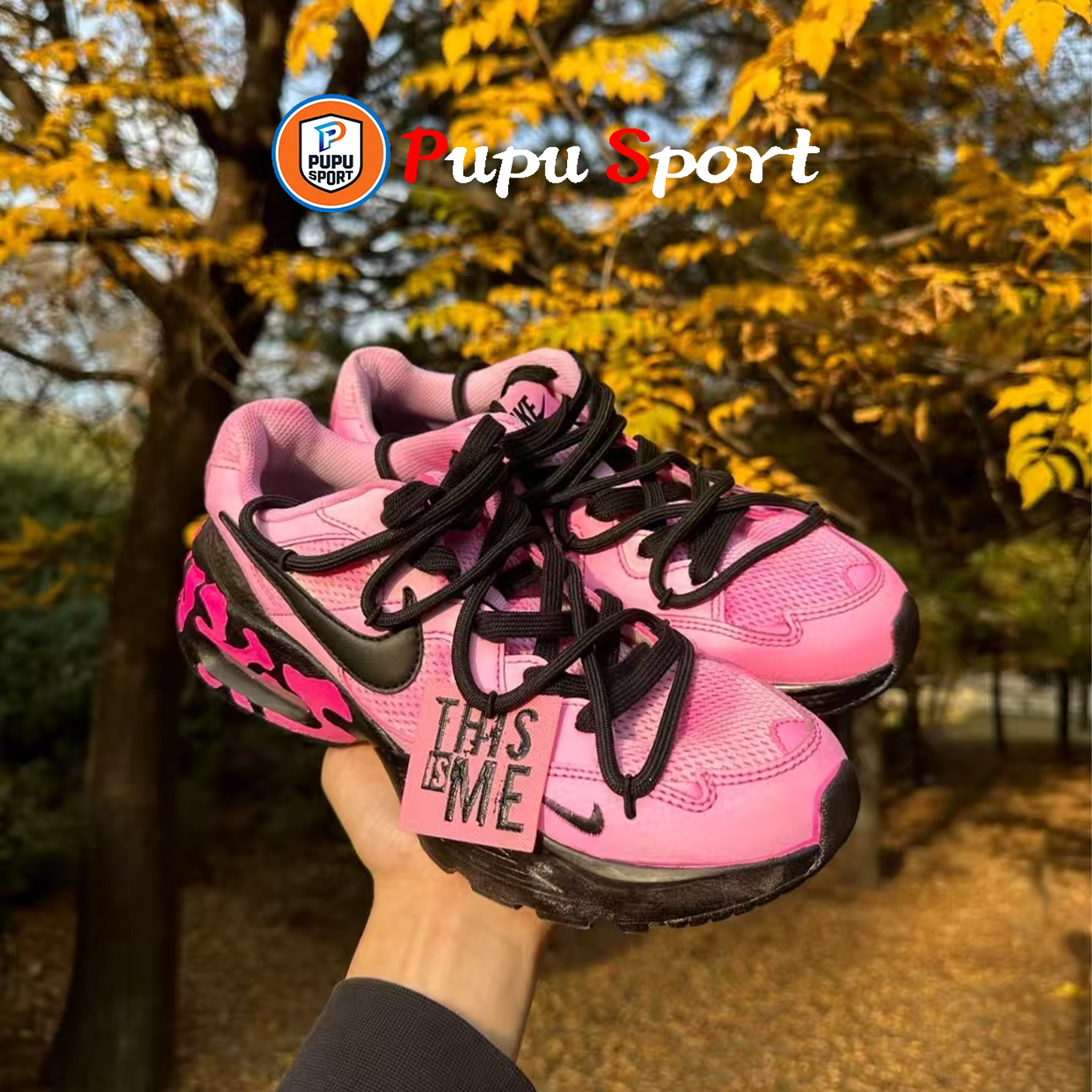 球鞋定制Nike Air Max Fusion 酷黑树莓做旧涂鸦解构女低帮跑步鞋