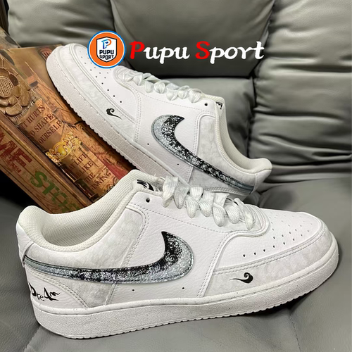 定制球鞋Nike Court Vision浮生若梦 解构高街休闲低帮板鞋男灰白