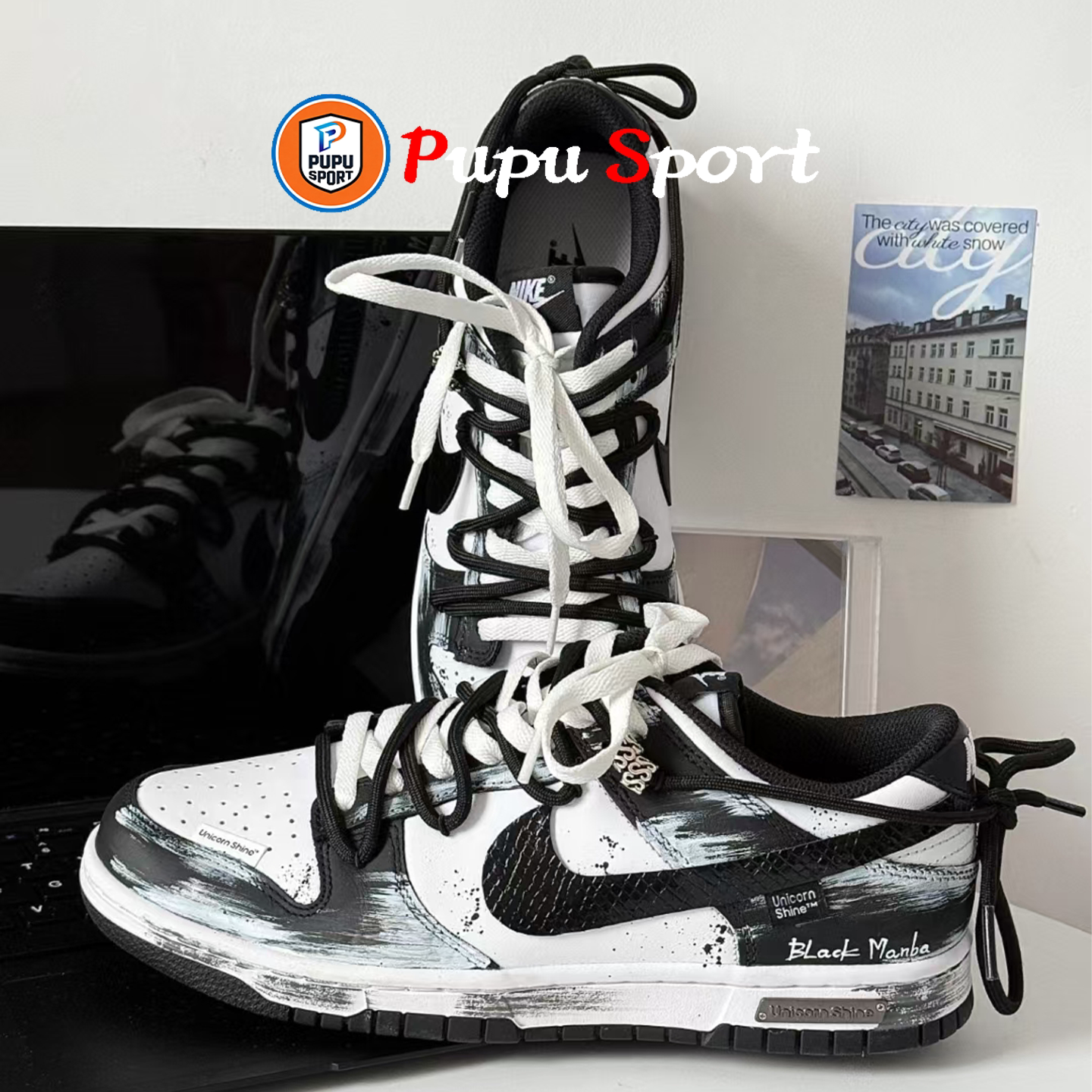 定制球鞋 Nike Dunk 田栩宁同款 死神曼巴 蛇年解构低帮板鞋 男女