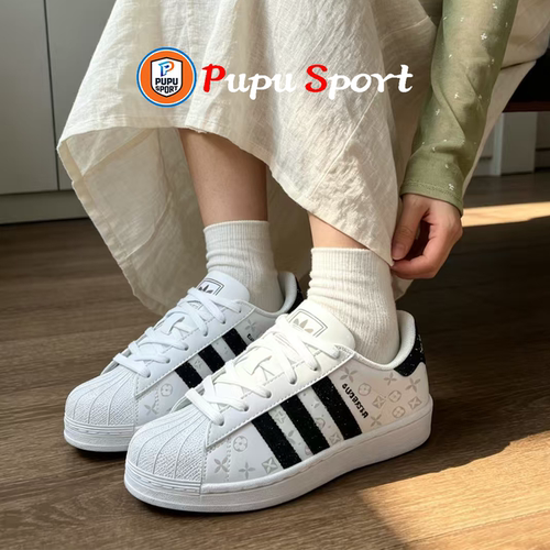 【定制球鞋】adidas originals SUPERSTAR 花影闪迹 低帮 板鞋