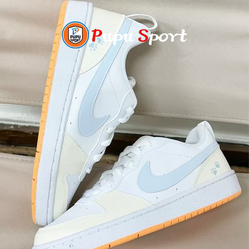 【定制球鞋】 Nike Court Borough 海盐布丁 低帮  白橙蓝 青少年