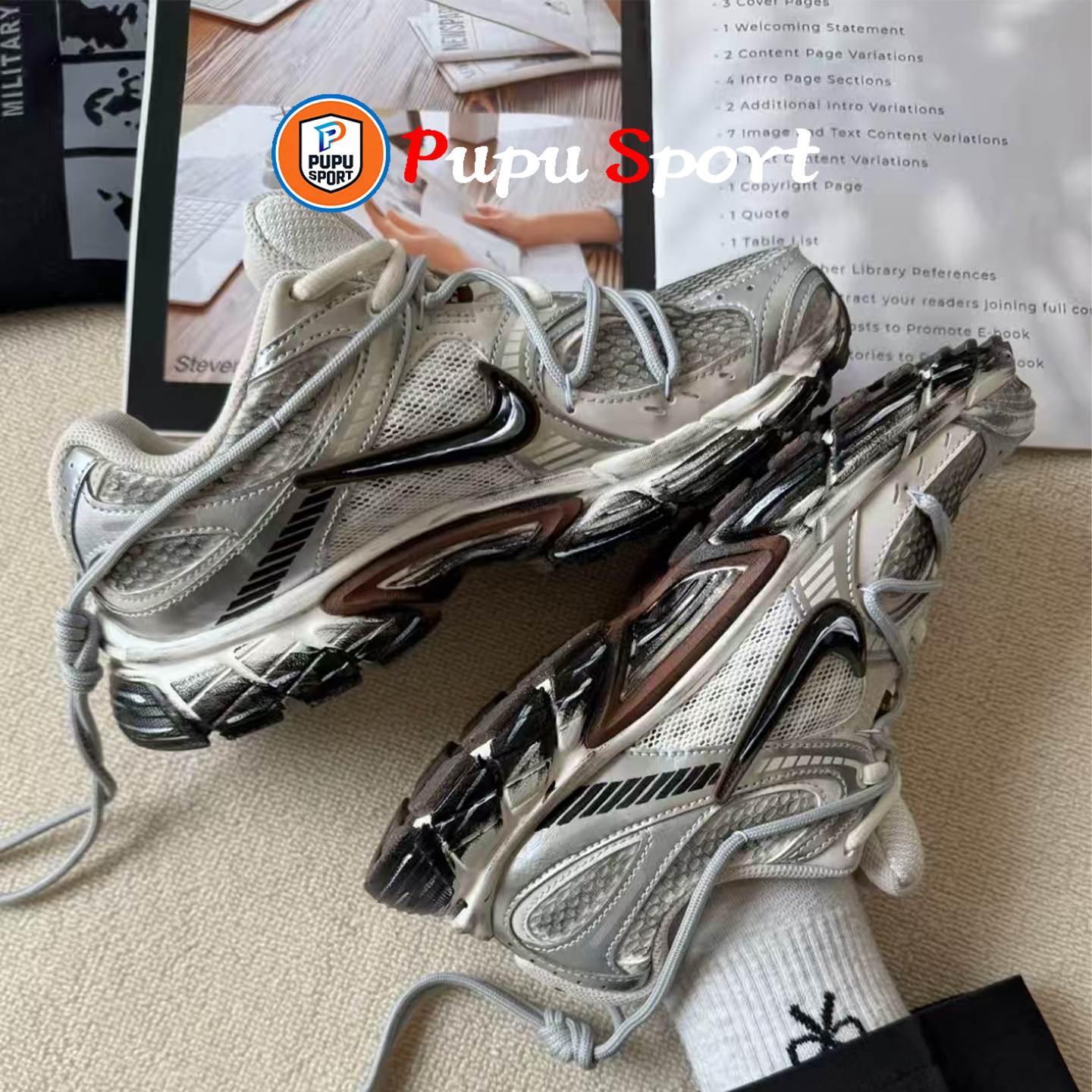 球鞋定制Nike V5 RNR 荒砾行者废土风复古做旧涂鸦工装情侣跑步鞋