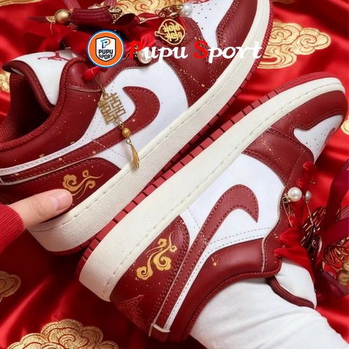 【定制球鞋】Jordan Air Jordan 1 婚鞋 我们结婚啦手绘红白板鞋