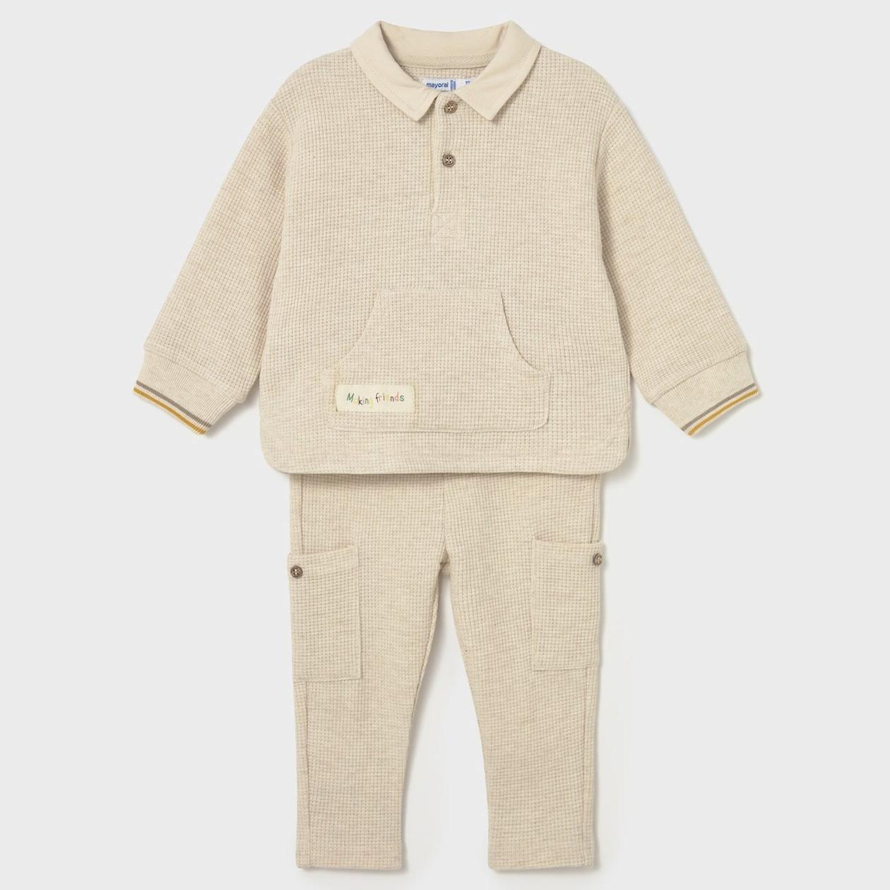 西班牙订单 麦优家2025新款宝宝婴童华夫格纯棉春秋套装两件套