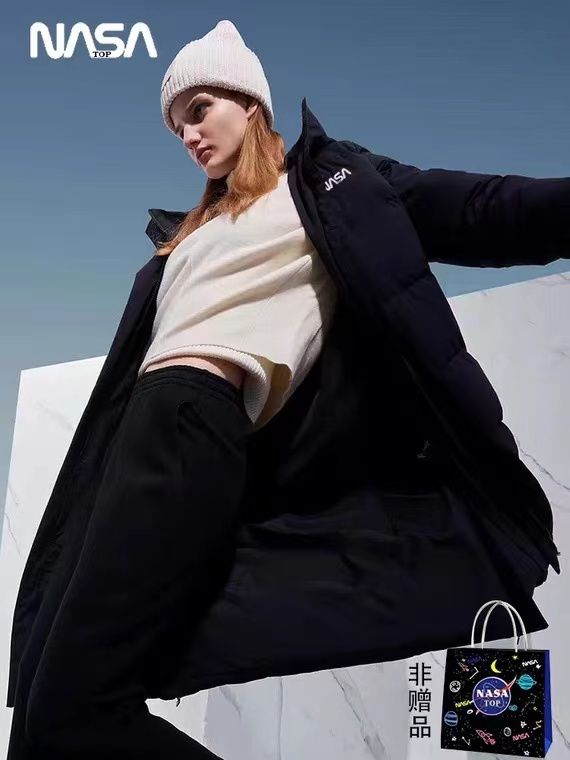 NASA过膝长款白鸭羽绒服情侣款