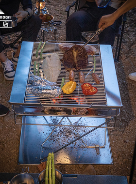 柯曼焚火台MT-055加大加厚烧烤炉不锈钢折叠烤肉炉篝火烤架柴火炉