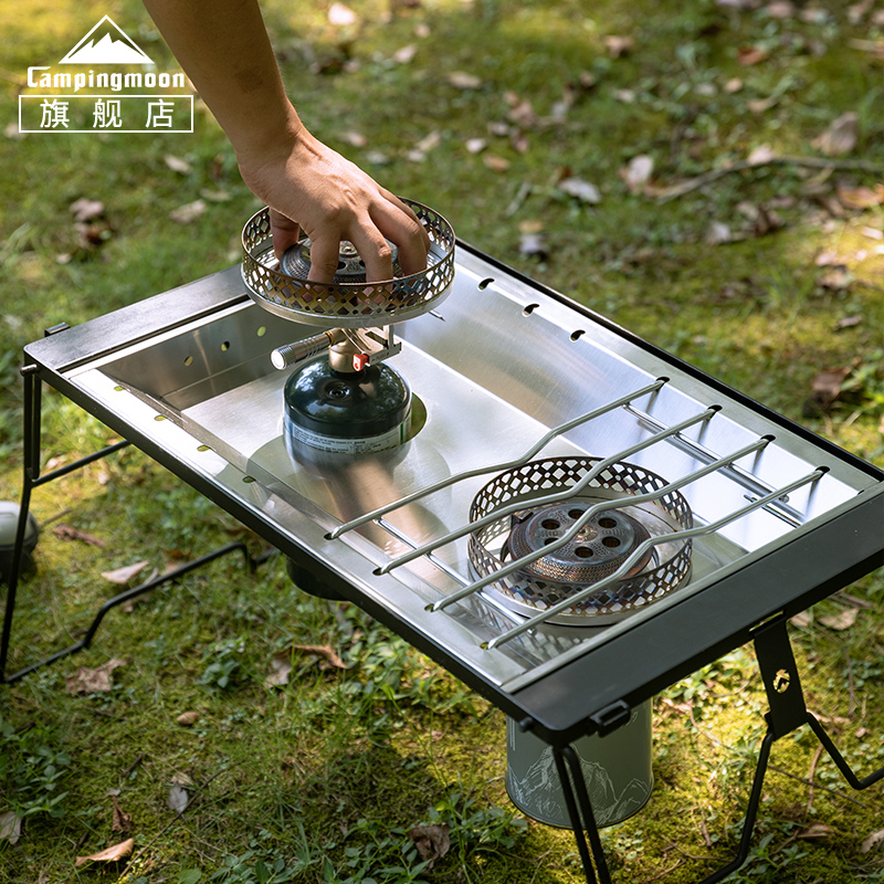 柯曼2单元下沉式双炉头架板IGT气炉模块桌板户外野炊炉架露营拓展