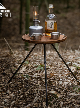 柯曼户外咖啡桌野餐实木桌板Z01-T露营黑胡桃木整块切割小桌台