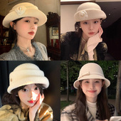 高级感赫本风小礼帽秋冬季 复古优雅法式 千金风帽子女显脸小渔夫帽