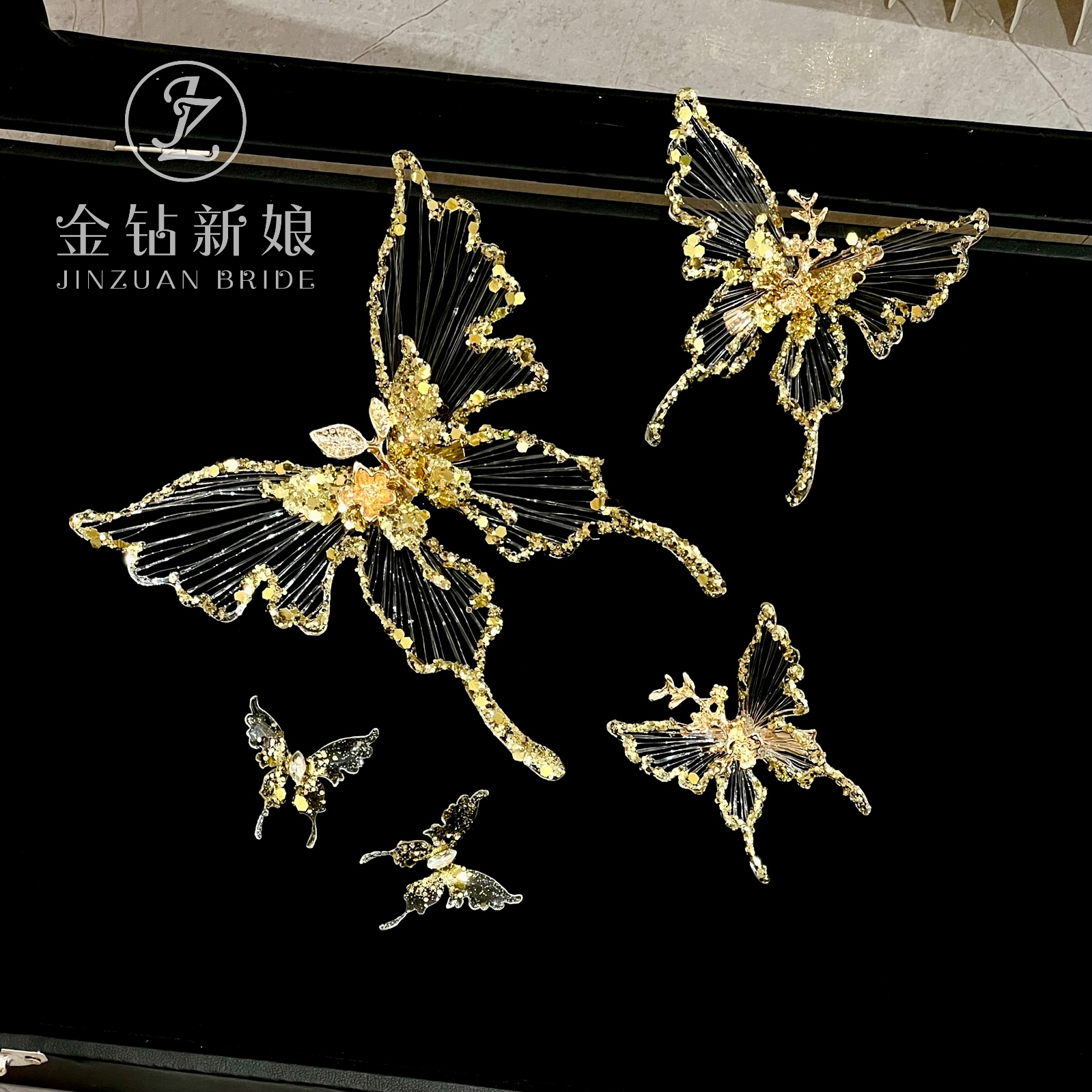 2026新款超仙灵动金色蝴蝶新娘头饰婚纱礼服旅拍减龄百搭造型配饰