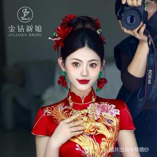 中式 新娘头饰2025新款 秀禾服饰品复古精致甜美高级减龄礼服配饰女