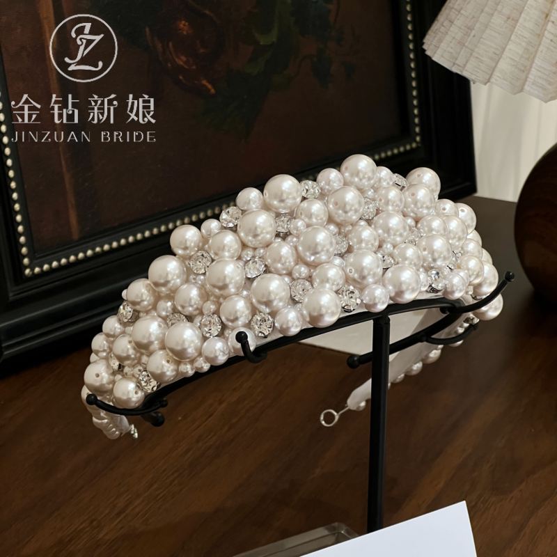 ETE新娘珍珠皇冠头饰高定款大气结婚气质重工发饰2025新款高级感