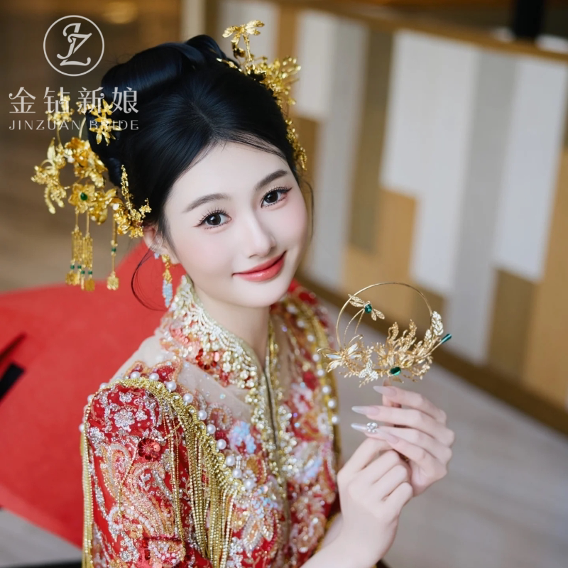 ETE新娘金色秀禾头饰国风发饰