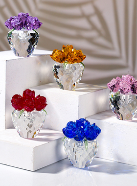 水晶玫瑰花摆件送女友生日结婚周年纪念日礼品实用创意情人节礼物