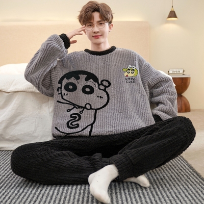 珊瑚绒加厚加绒睡衣套装