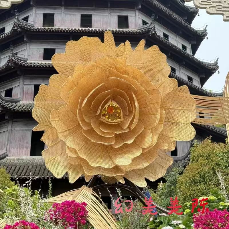 藤编花朵造型手工竹艺编织装饰
