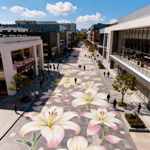 3D立体花卉地贴网红打卡贴纸装饰