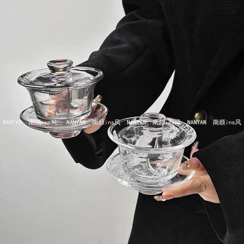 燕窝玻璃碗点心甜品套装带盖透明家用中式碗碟金边耐热,餐饮具,啤酒杯,淘宝优惠券,粉丝福利购,淘宝优惠卷