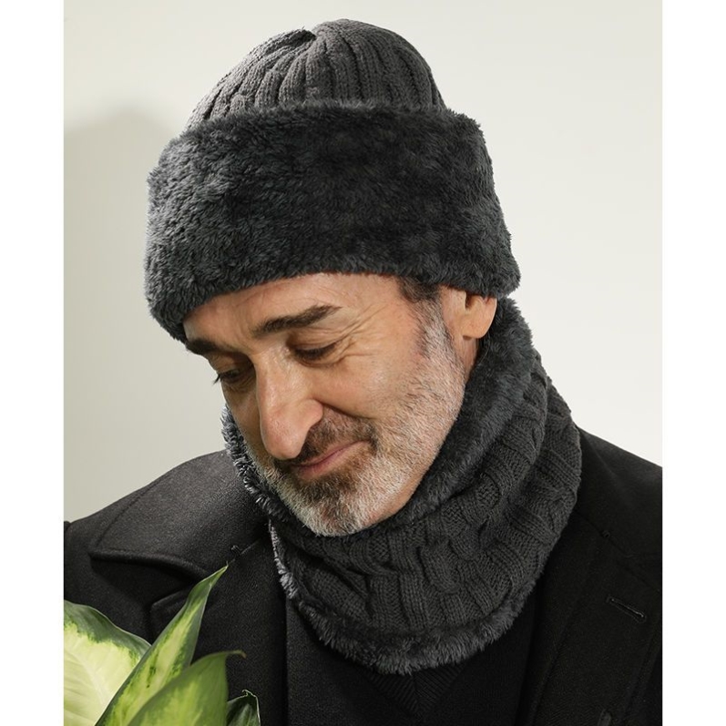 毛线帽子男中老年人冬季加绒加厚老人老头针织帽爸爸爷爷护耳防风