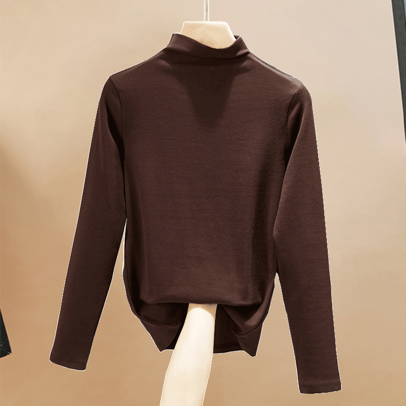 加绒新款长袖修身风半高领打底衫