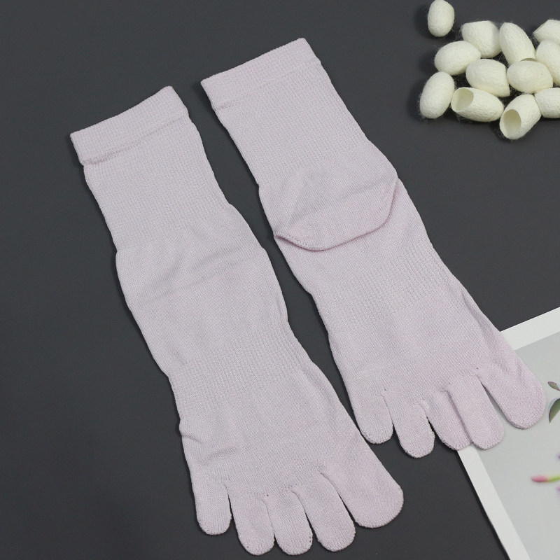 桑蚕丝五趾袜女士中筒四季真丝蚕丝五指袜舒适护脚睡眠中腰女袜子