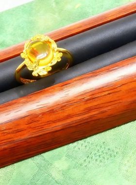 2022 天然琥珀花珀透辉石戒指日韩时尚小众款椭圆戒指多样性