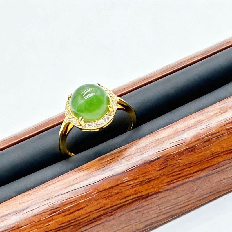 天然碧蛋面戒指女新中式时尚简约