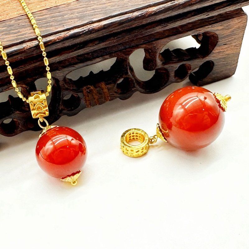 天然红玛瑙转运珠男女款本命年转运珠时尚百搭8184