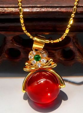 红玛瑙圆珠挂件吊坠个性转动时尚新中式国风8033