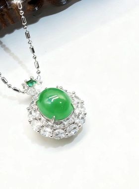 高冰翡翠新中式冰透蛋面鸽子蛋