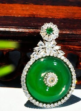 冰种绿色髓平安扣男女镶嵌送妈妈