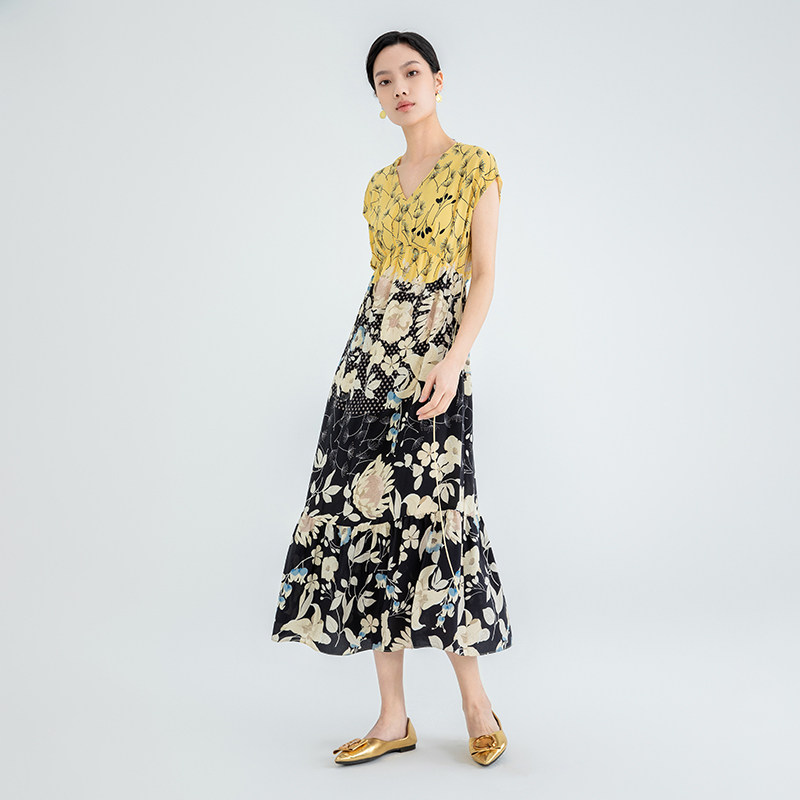 【康莉甄选】100%桑蚕丝女士时尚无袖连衣裙72051024