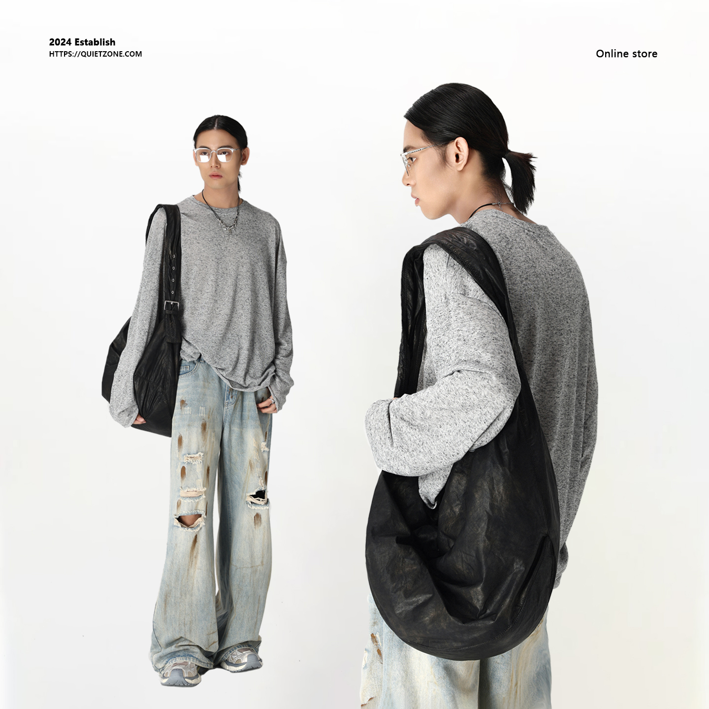 复古做旧废土风包包大容量褶皱斜挎包小众慵懒松弛感单肩大包男女