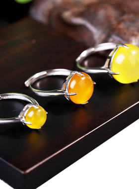 S925纯银戒指空托女镶嵌翡翠玉石