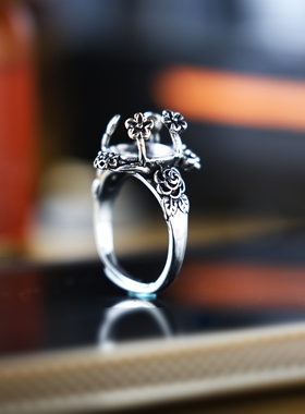 戒指空托个性镶嵌绿松石南红戒托