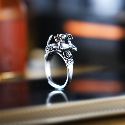 戒指空托个性镶嵌绿松石南红戒托