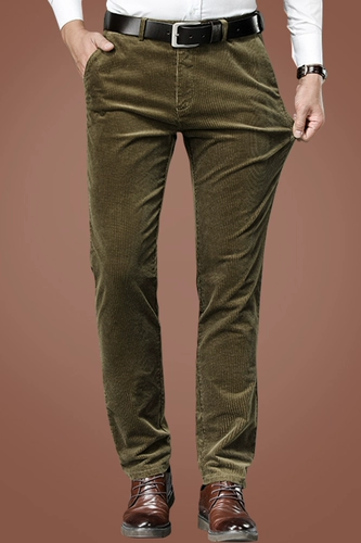 Вельветовые демисезонные утепленные мужские штаны, свободный прямой крой