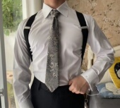 复古英伦后背式 子侧夹背带夹 西服裤 吊带枪套防掉男士 背带夹扣西装