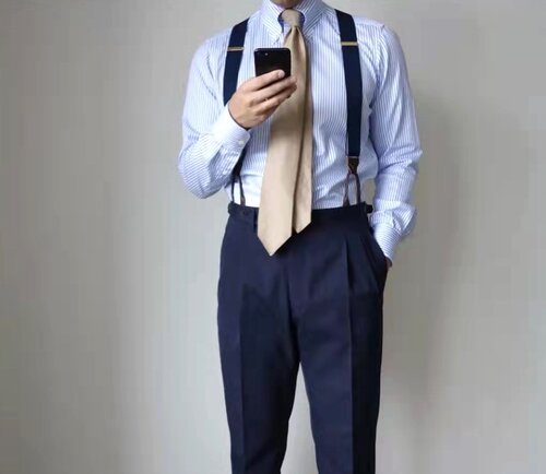 男商务纽扣英伦风吊裤带背带夹