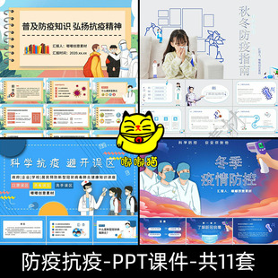 科学抗疫防疫成品PPT模板课件预防新冠肺炎健康知识讲座疫情防控