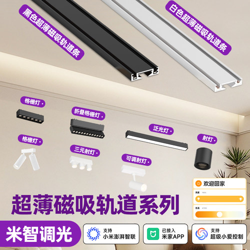 超薄明装6mm免吊顶磁吸轨道灯