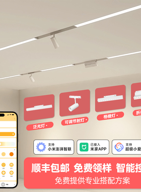 已接入米家APP智能磁吸轨道灯客厅白色无主灯泛光格栅灯调光调色