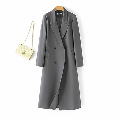 春秋女西装风衣双排扣过膝显瘦