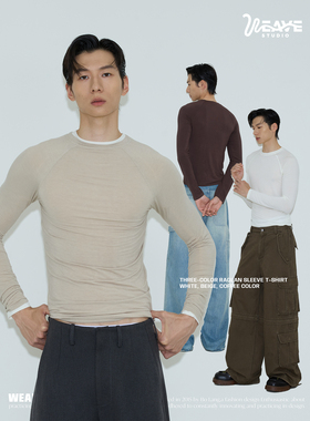 weave 燕麦/白/咖 经典多色插肩设计感亲肤保暖弹力修身打底T恤