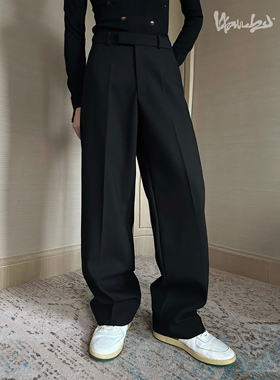 weave 廓形感十足的直筒西裤 立体空气层设计感基础黑色高腰显瘦