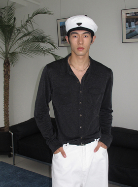 weave 腔调新秀 黑色银线长袖衬衫透气纯色性感小众衬衣